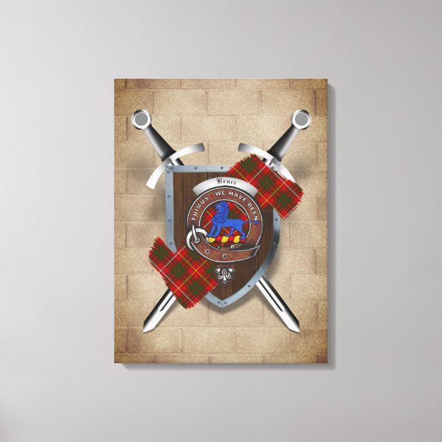 Toile Bruce Clan Badge Crossed Swords Canvas Imprimer (Recto)
