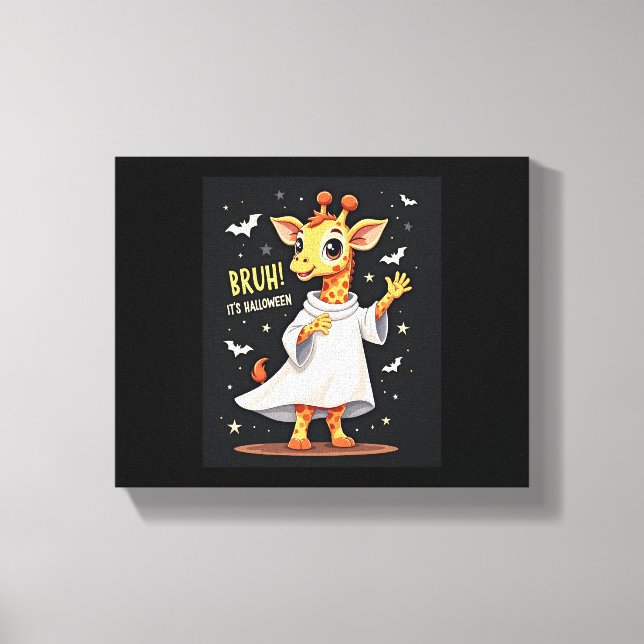 Toile Bruh Son Halloween drôle Dabbing Ghost Giraffe Lon (Recto)