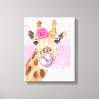Toile Bubble Bubblegum Flower Giraffe