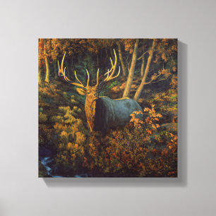 Toile Bull Elk dans la forêt d'automne