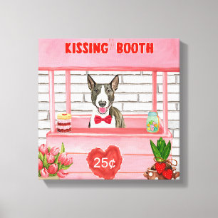 Toile Bull Terrier Chien Valentine's Day Kissing Booth