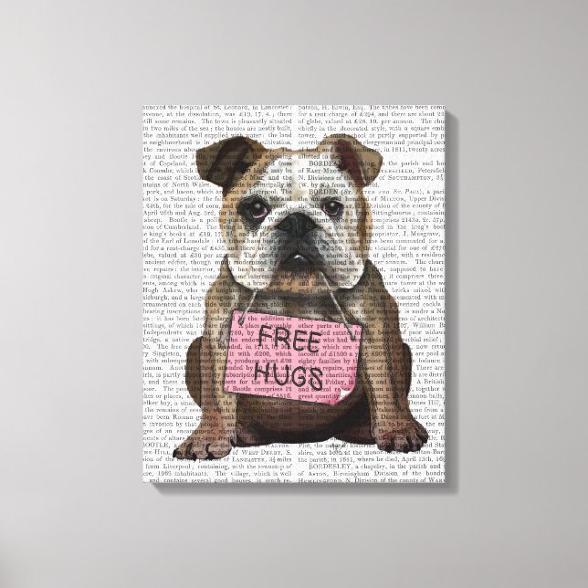 Toile Bulldog Free Hugs (Recto)