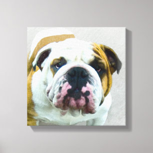Toile Bulldog Painting - Joli art original chien