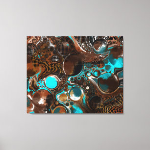 Toile Bulles en marbre Brown et bleu Art fluides