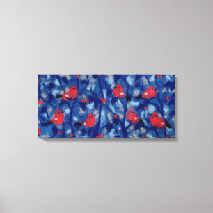 Toile Bullfinches, Oiseaux rouges Bleus Arbres Peinture 