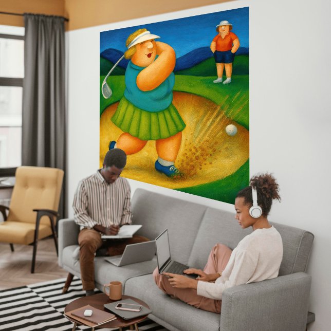 Toile Bunker Trouble- Large Wrapped Canvas Golf Print (Bunker Trouble canvas print)