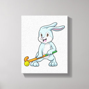 Toile Bunny au hockey sur gazon avec bâton de hockey