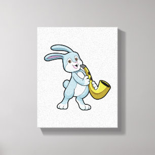 Toile Bunny en musique avec saxophone