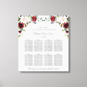 Toile Burgundy Blush Floral Anniversaire Carte de siège