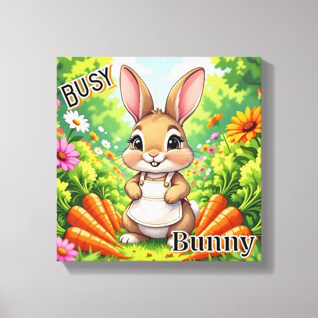 Toile Busy Bunny | Mignon Art de Pépinière pour Enfants (Recto)