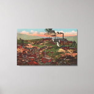 Toile Butte, MT - Vue des usines et des maisons sur Hill