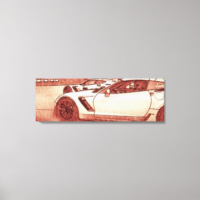 Toile C7R Corvette Z06 2016 Croquis en rouge chaud (Recto)