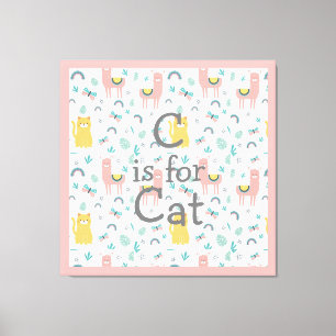 Toile C est pour Cat Boho Cute Alapaca Pink Trim Nursery