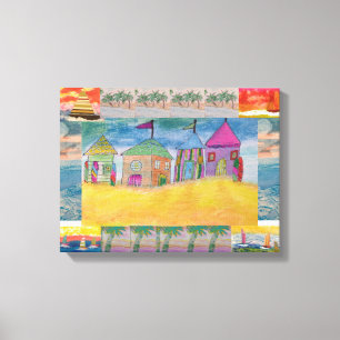 Toile Cabanes de Plage Abstrait 