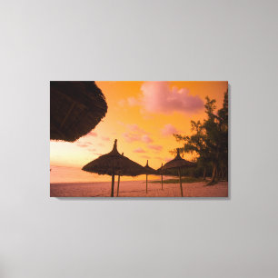 Toile Cabanes de plage de style Palapa au lever du solei