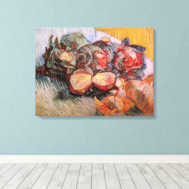 Toile Cabbages rouges et oignons par Vincent van Gogh (Insitu (Plancher de Bois))