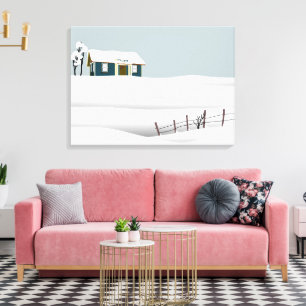Toile Cabine sur une clôture de neige