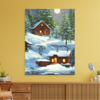 Cabines dans le paysage de la neige des Bois ARt