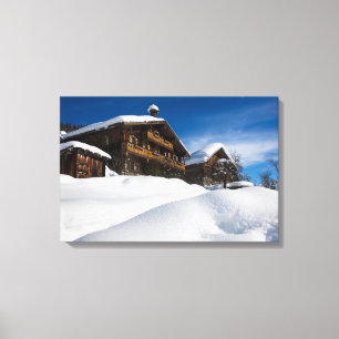 Toile Cabines traditionnels en bois de neige