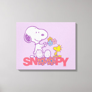 Toile cacahuètes   Snoopy & Woodstock Flowers