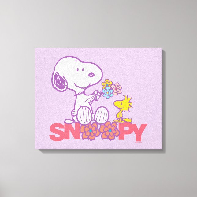 Toile cacahuètes | Snoopy & Woodstock Flowers (Recto)
