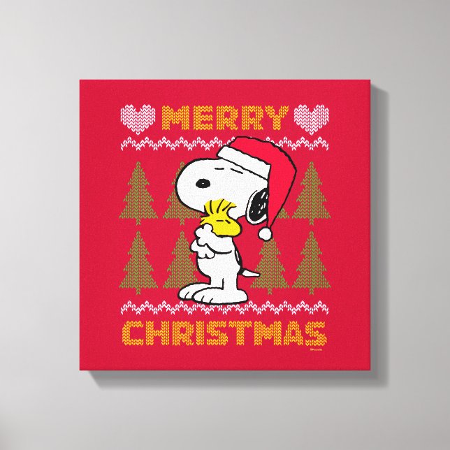 Toile cacahuètes | Snoopy & Woodstock Santa Claus Hug (Recto)