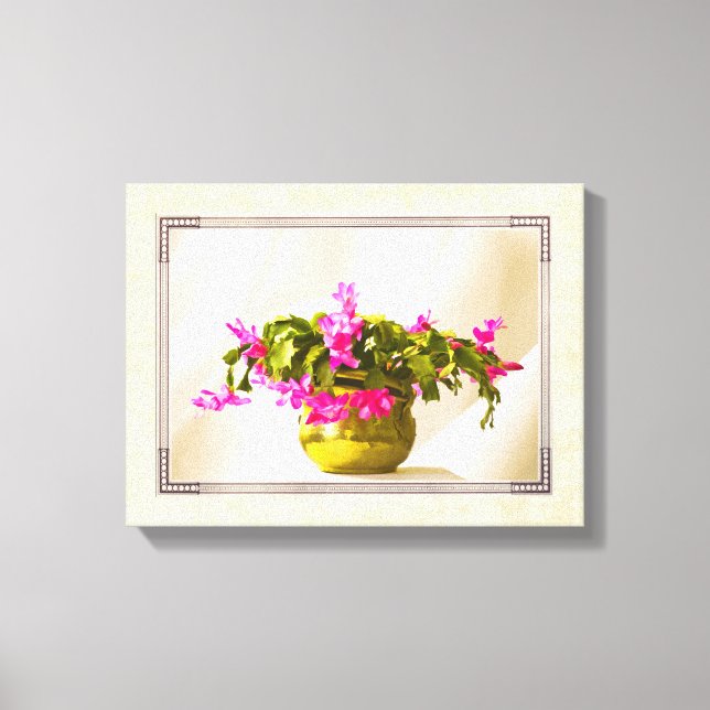 Toile Cactus de Noël rose florale photographie (Recto)
