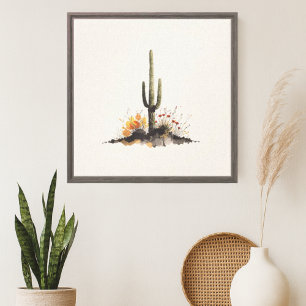 Toile Cactus du sud-ouest du Saguaro avec tournesols