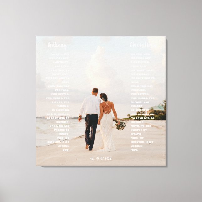 Toile Cadeau d'art de voeu de mariage élégant (Recto)