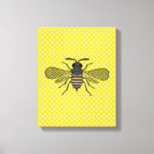 Toile Cadeau de décoration tendance BEE jaune à motif po