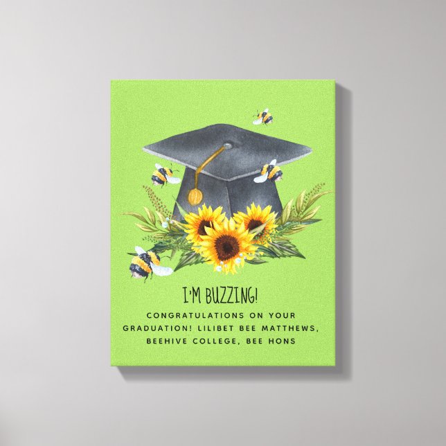 Toile Cadeau de Graduation BEE - Fun Im Buzzing Personna (Recto)