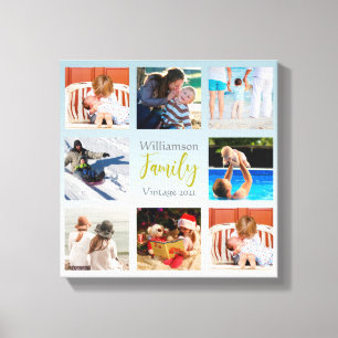 Toile Cadeau de Noël Famille Photo Collage Canvas Impri