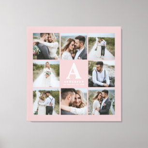 Toile Cadeau famille mariage multiphoto monogramme