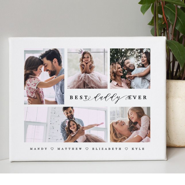Toile Cadeau Pour Best Daddy Ever Family Photo Collage (Créateur téléchargé)
