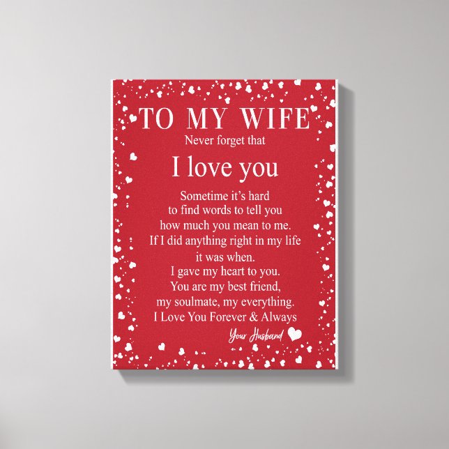 Toile Cadeaux de femme | Lettre À Ma Femme Amour Du Mari (Recto)