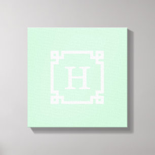 Toile Cadre de clé grecque blanche de la menthe #2 Monog