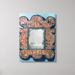 Toile cadre de miroir de Paille-work, 1670-80
