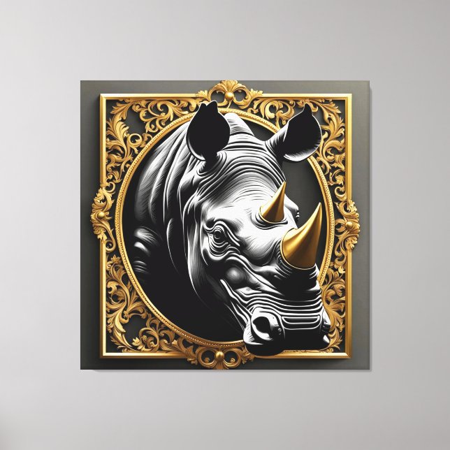 Toile Cadre ornemental en or de rhinocéros noir (Recto)