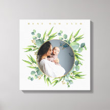 Cadre photo feuille vert d'aquarelle fleurie