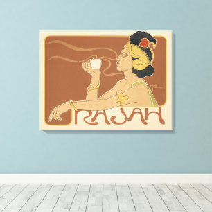 Toile Café Art Nouveau vintage Rajah, dame avec café