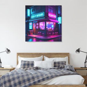 Toile Café Coréen Neon LoFi Art