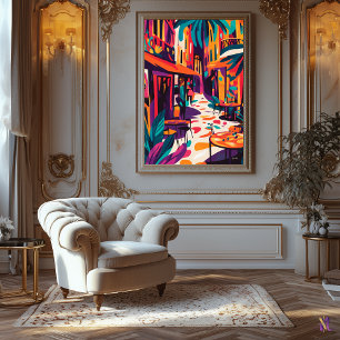 Toile Café extérieur coloré dans le style fauviste