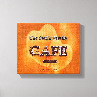 Toile Cafe Nom de Famille Coeurs Lumineux
