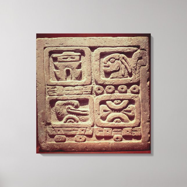 Toile Calendrier avec quatre glyphes, Toltec (Recto)