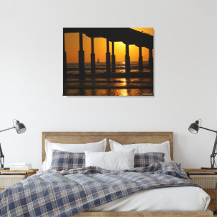 Toile California Golden Sunset Ocean Beach Pier