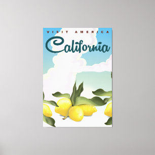 Toile California Lemons Vintage imprimé voyage.