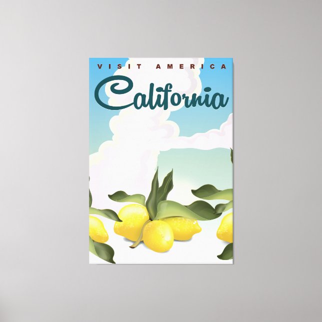 Toile California Lemons Vintage imprimé voyage. (Recto)