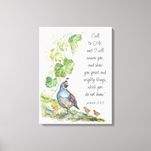 Toile Call to Me Scripture Inspiration California Quail  (Recto)