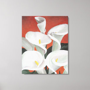 Toile Calla Lilies Sur Un Arrière - plan Rouge