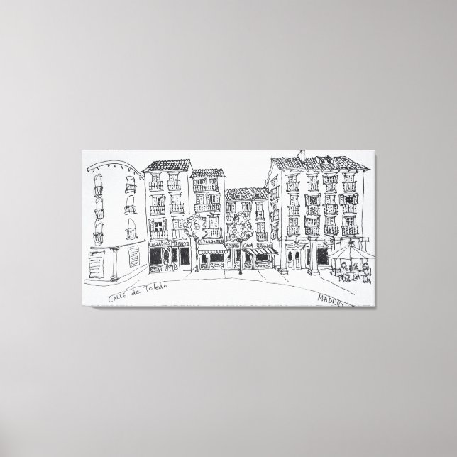 Toile Calle de Toledo, rue commerçante, Madrid, Espagne (Recto)